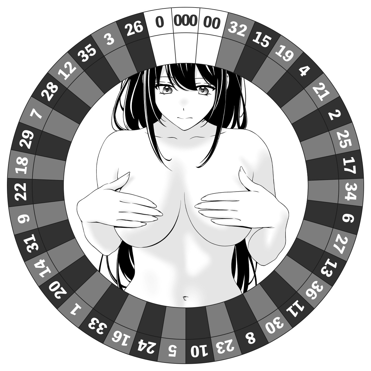 クルーズ船のルーレットのウィールレイアウト