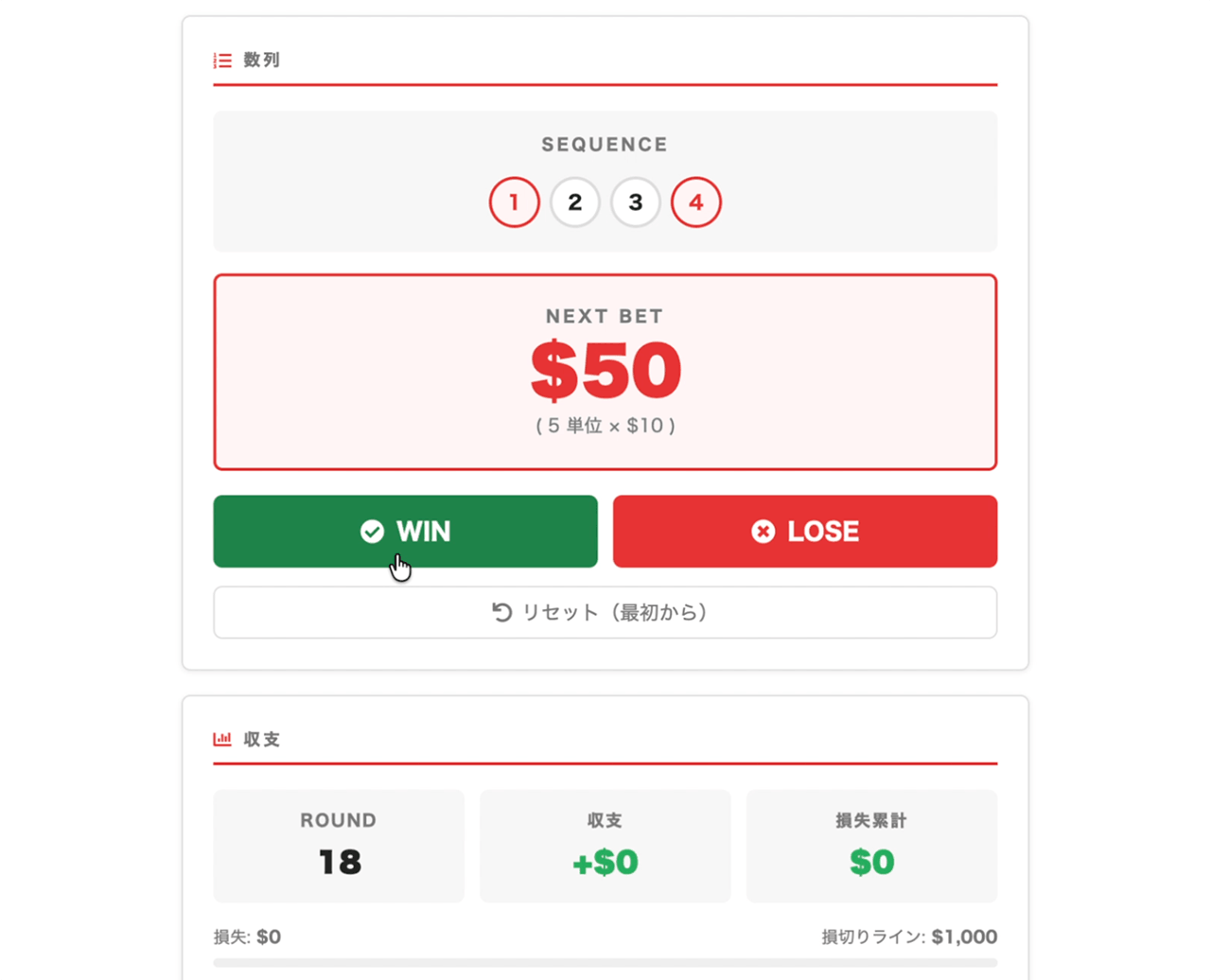 Labouchere Edgeの設定