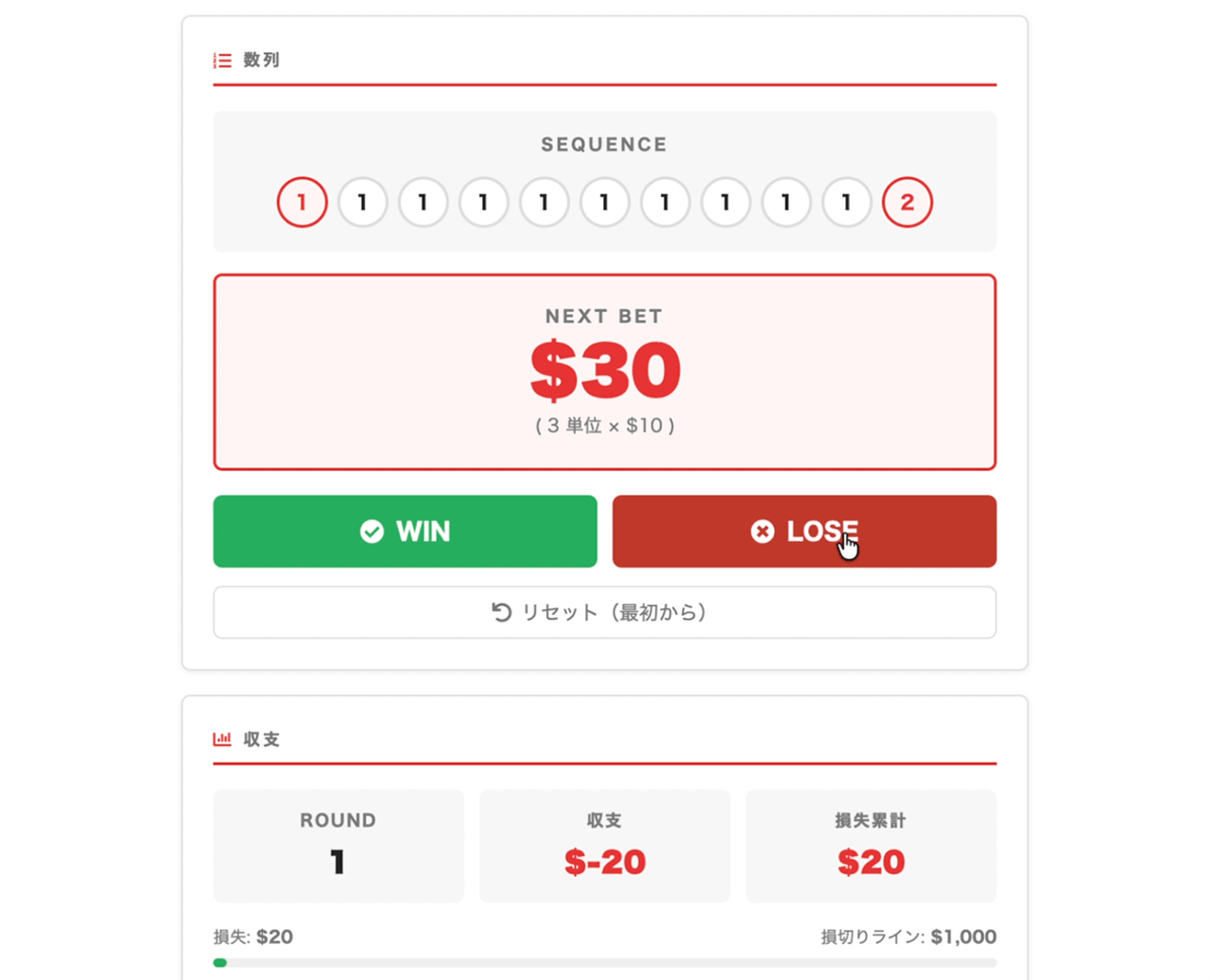 Labouchere Edgeの設定
