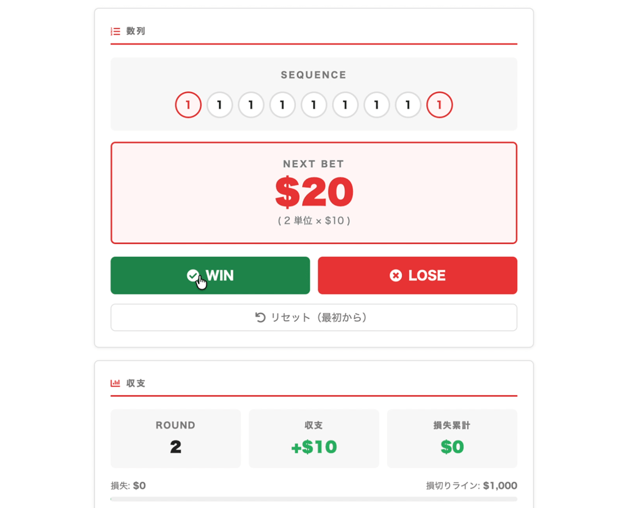 Labouchere Edgeの設定